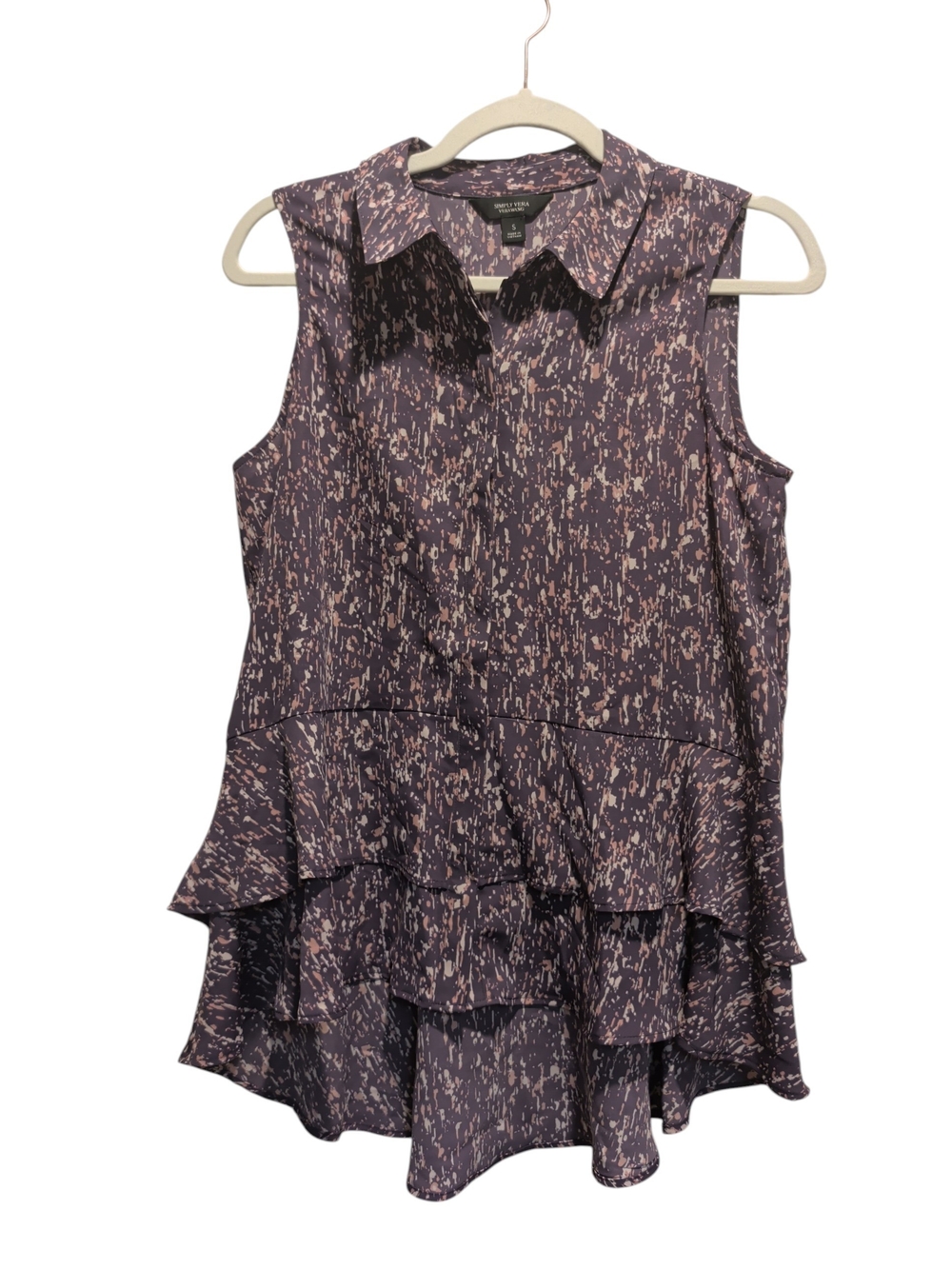 Simply Vera Vera Wang Purple & Pink Sleeveless Ruffle Tunic (#D224)